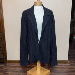 Forever 21 Plus 3X Black Floral Lace Blazer Hook Eye Closure Long Sleeve Jacket